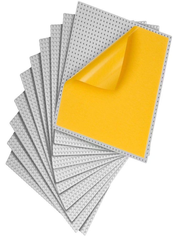 MIMAX Peel-and-Stick Baseplates 10PCS (10"x10"), Toy Building Brick Blocks Base Plates, Self Adhesive Baseplate for All Major Brands, Build On Table Wall (Light Gray) - Image 1